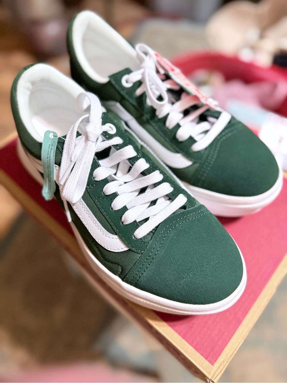 Vans Green and White Old Skool Sneakers